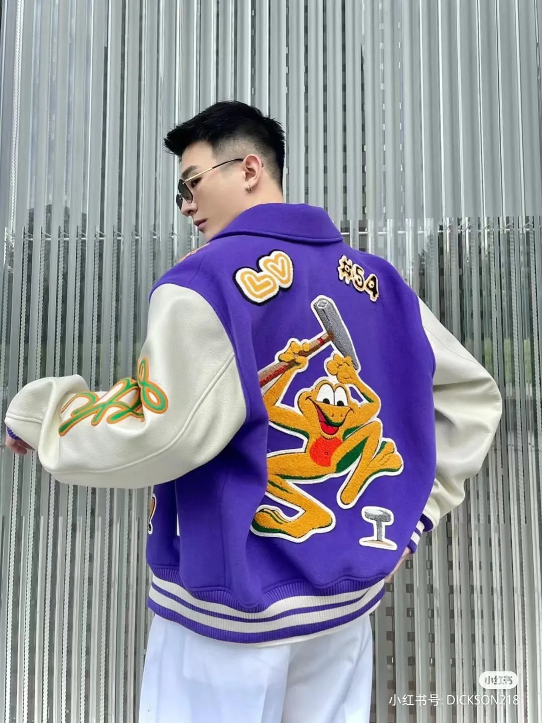 Louis Vuitton/Louis Vuitton 22Fw towel embroidered letter frog baseball jacket